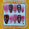 Y2K Cyberpunk Red & Pink Press-On Nails Size L